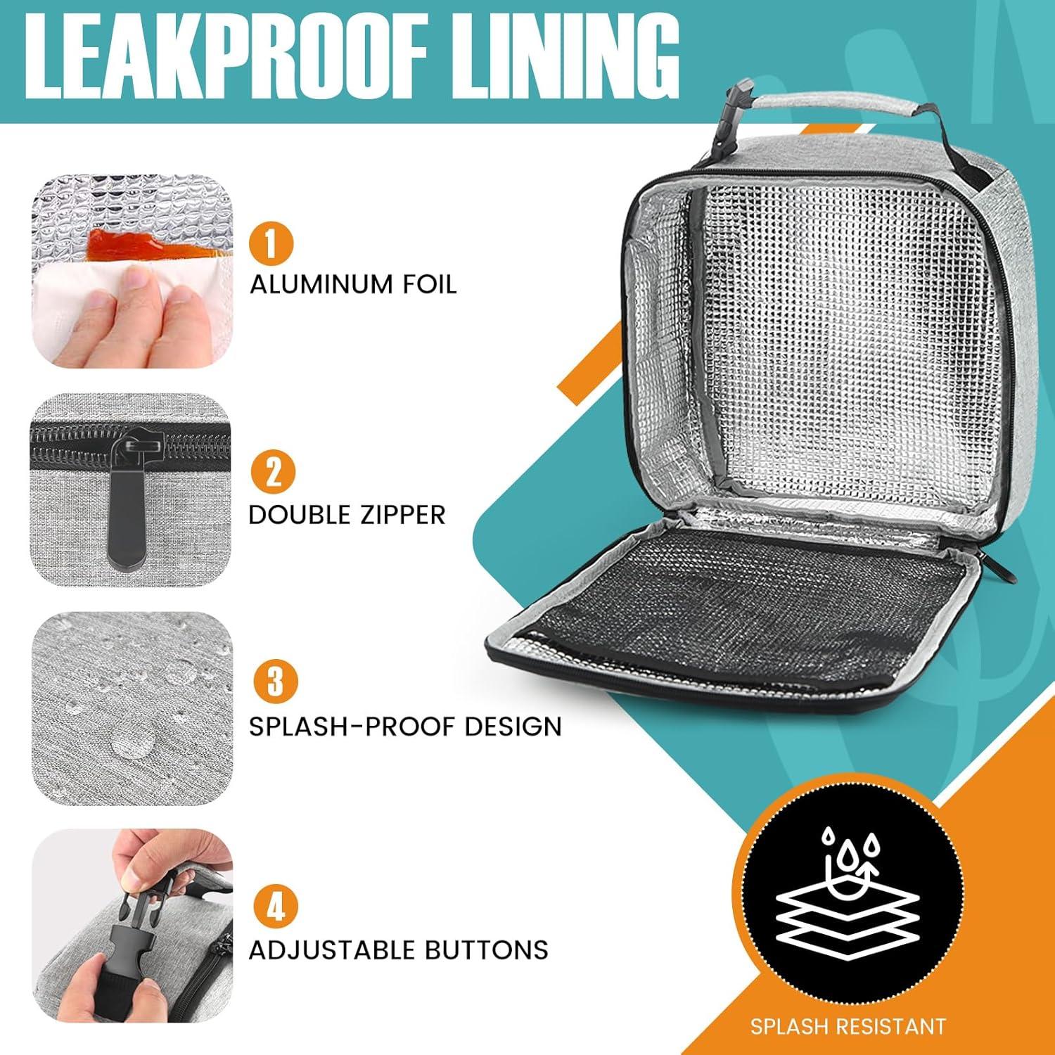 Bolsa de Almuerzo Aislada SRISE 15L Gris para Oficina y Picnic