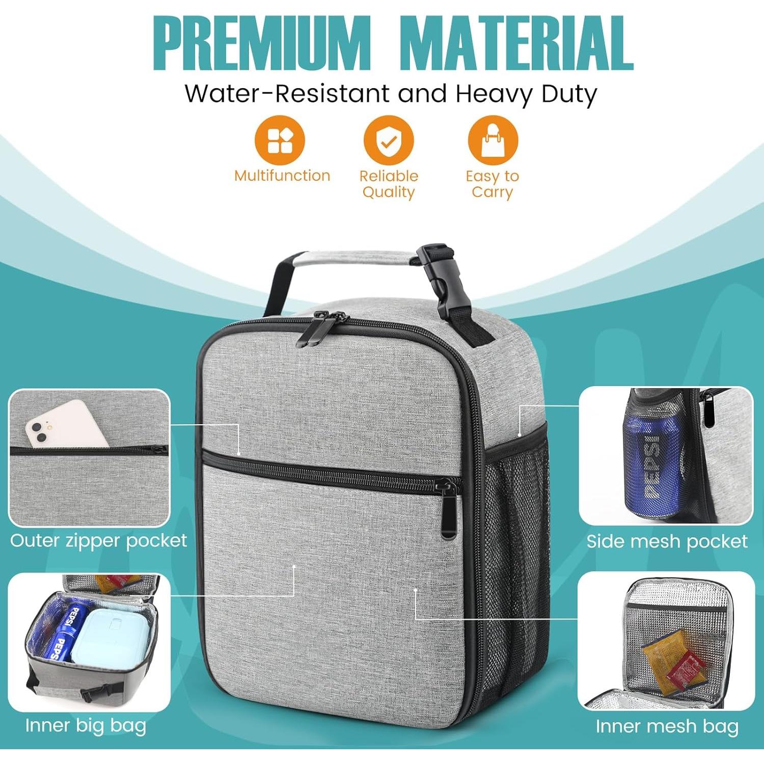 Bolsa de Almuerzo Aislada SRISE 15L Gris para Oficina y Picnic