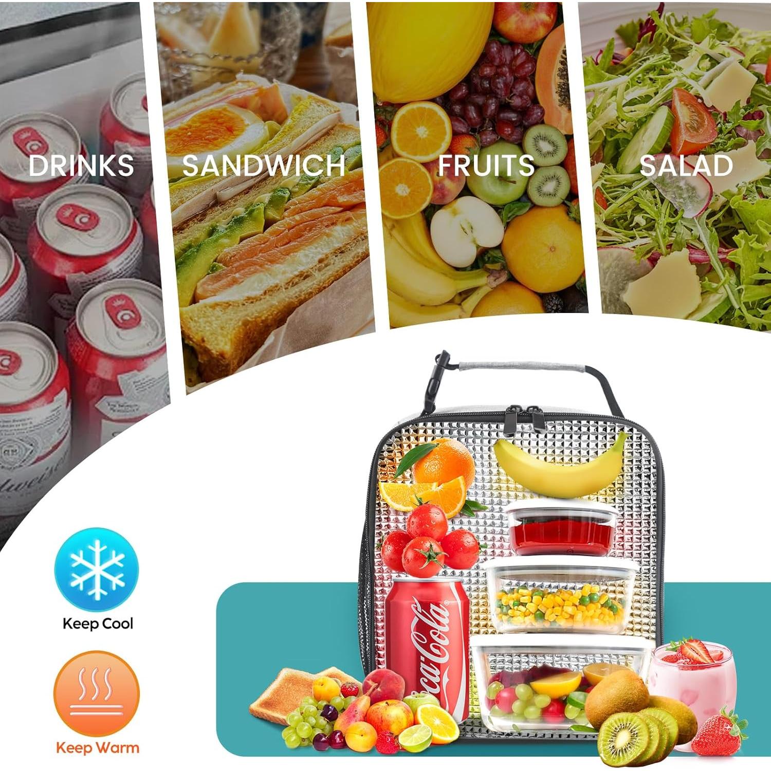 Bolsa de Almuerzo Aislada SRISE 15L Gris para Oficina y Picnic