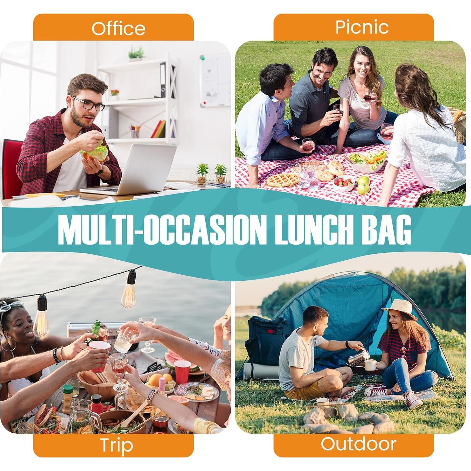 Bolsa de Almuerzo Aislada SRISE 15L Gris para Oficina y Picnic
