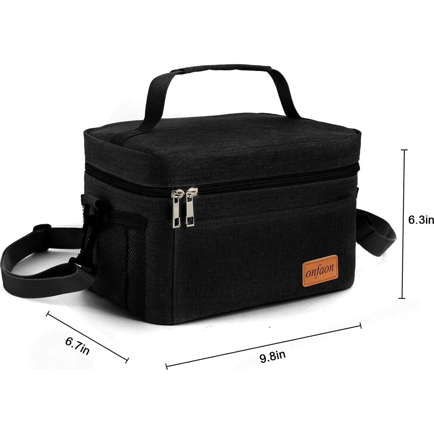 Bolsa Térmica Reutilizable ONFAON 7.5L Negra para Almuerzo