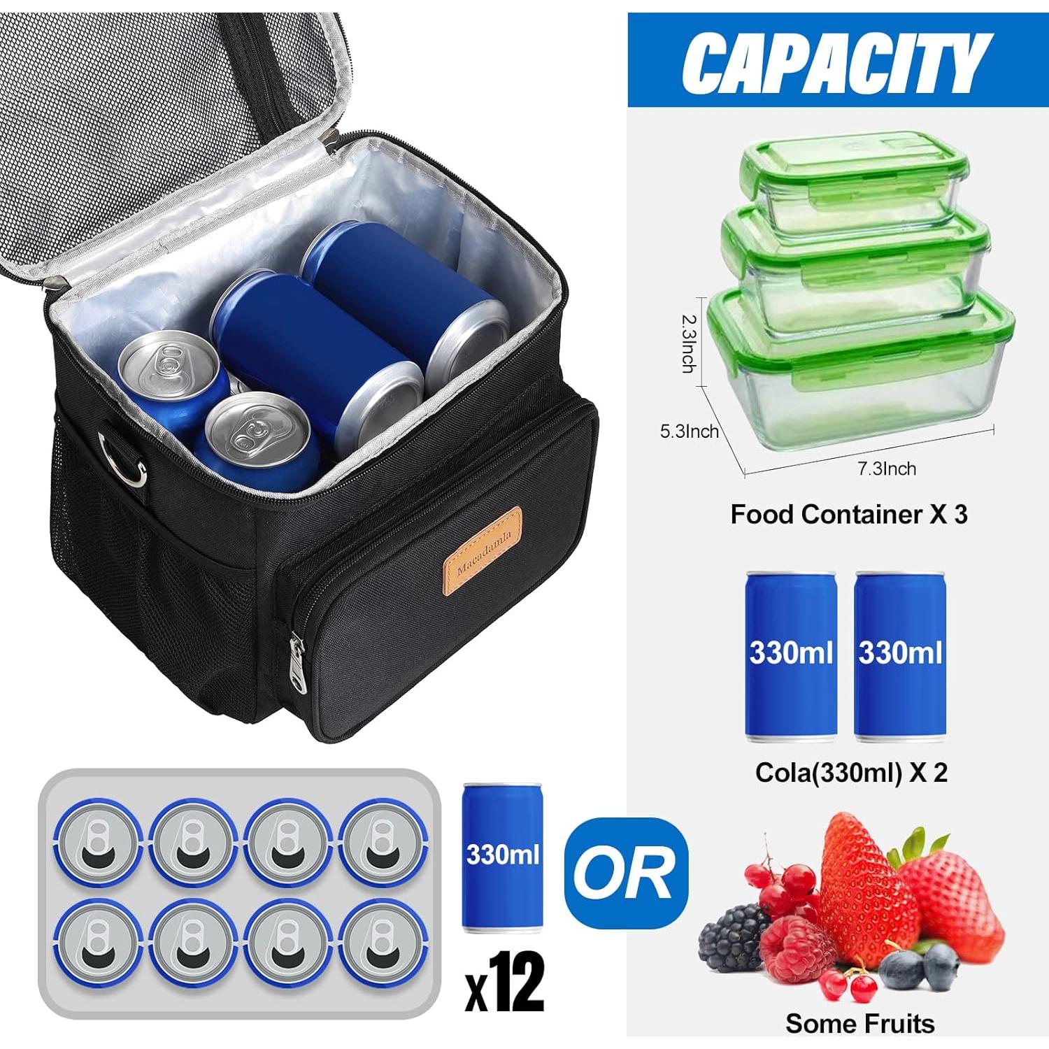 Bolsa de Almuerzo Reutilizable Macadamla Weinas Negra 11.8L