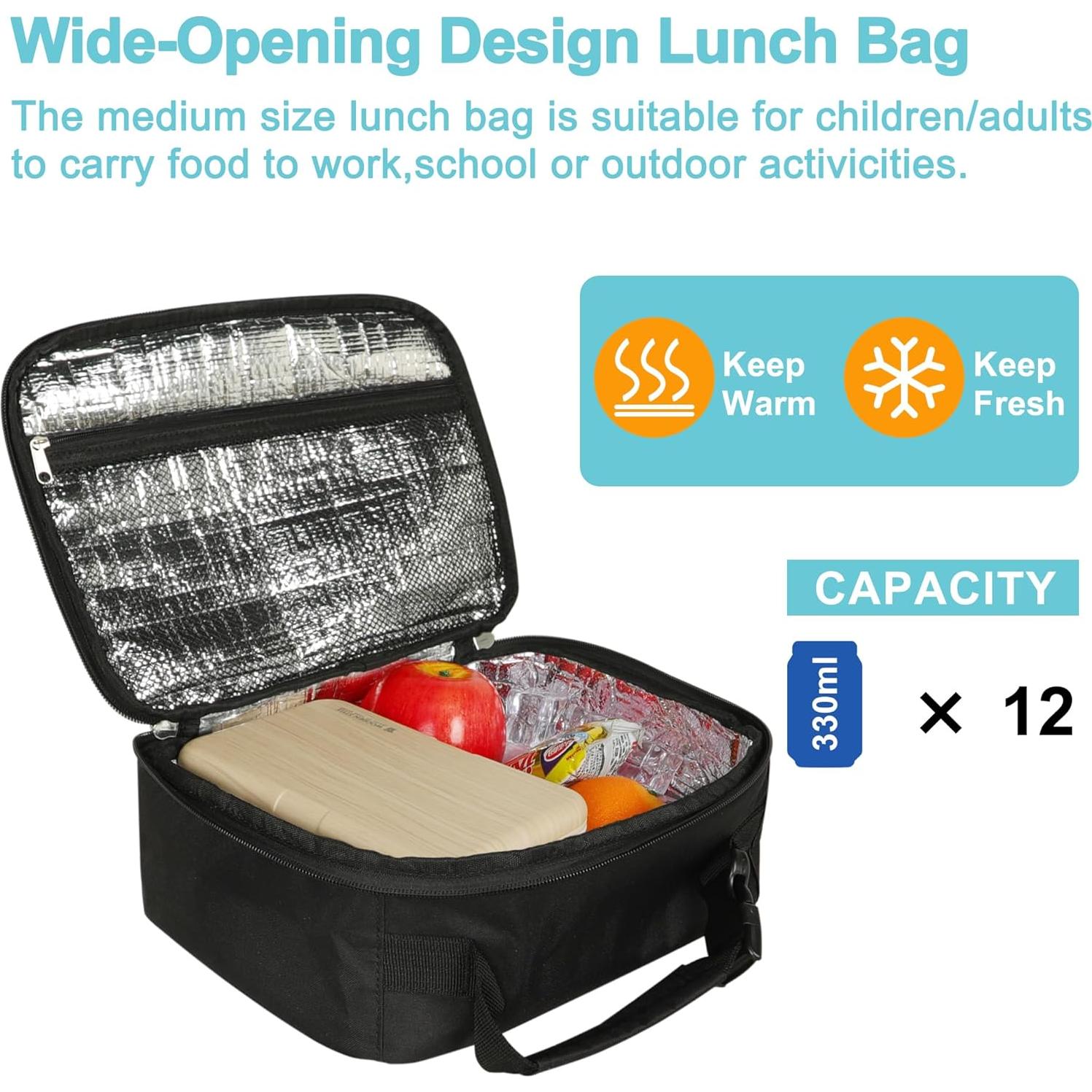 Bolsa de Almuerzo Aislada esouler para Niños - Negro 5.2L