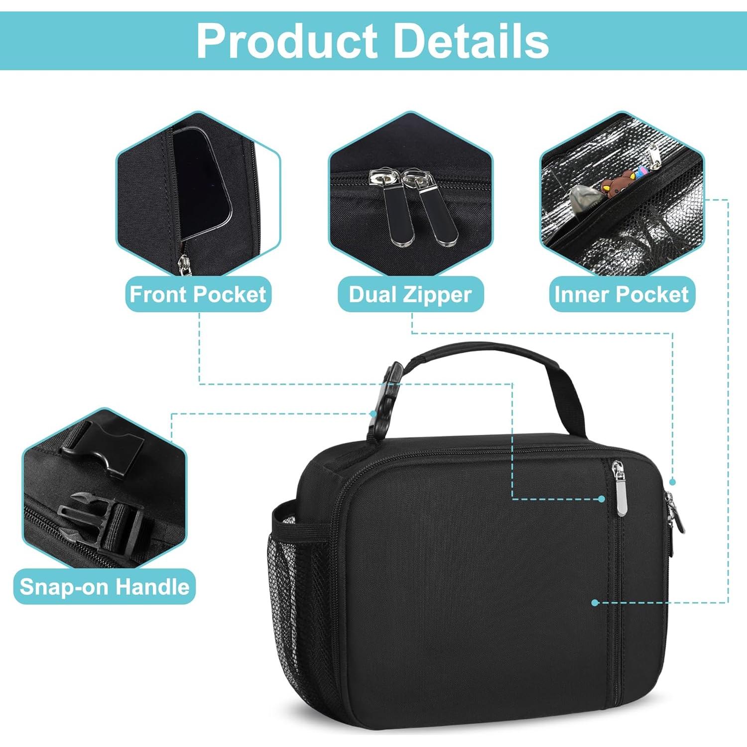 Bolsa de Almuerzo Aislada esouler para Niños - Negro 5.2L