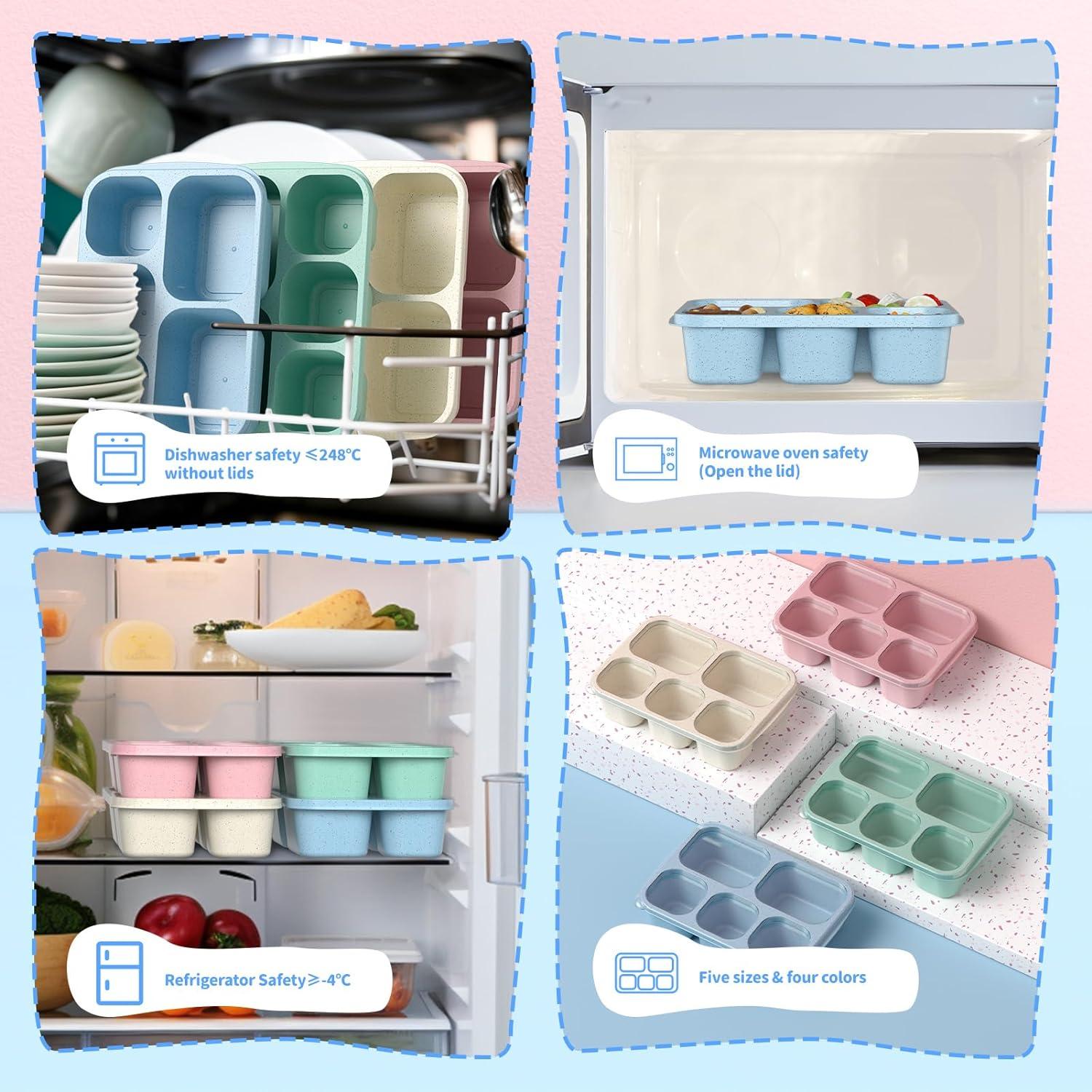 Bento Box Enstphjoy 4 Unidades 5 Compartimentos Verde/Azul/Rosa/Beige