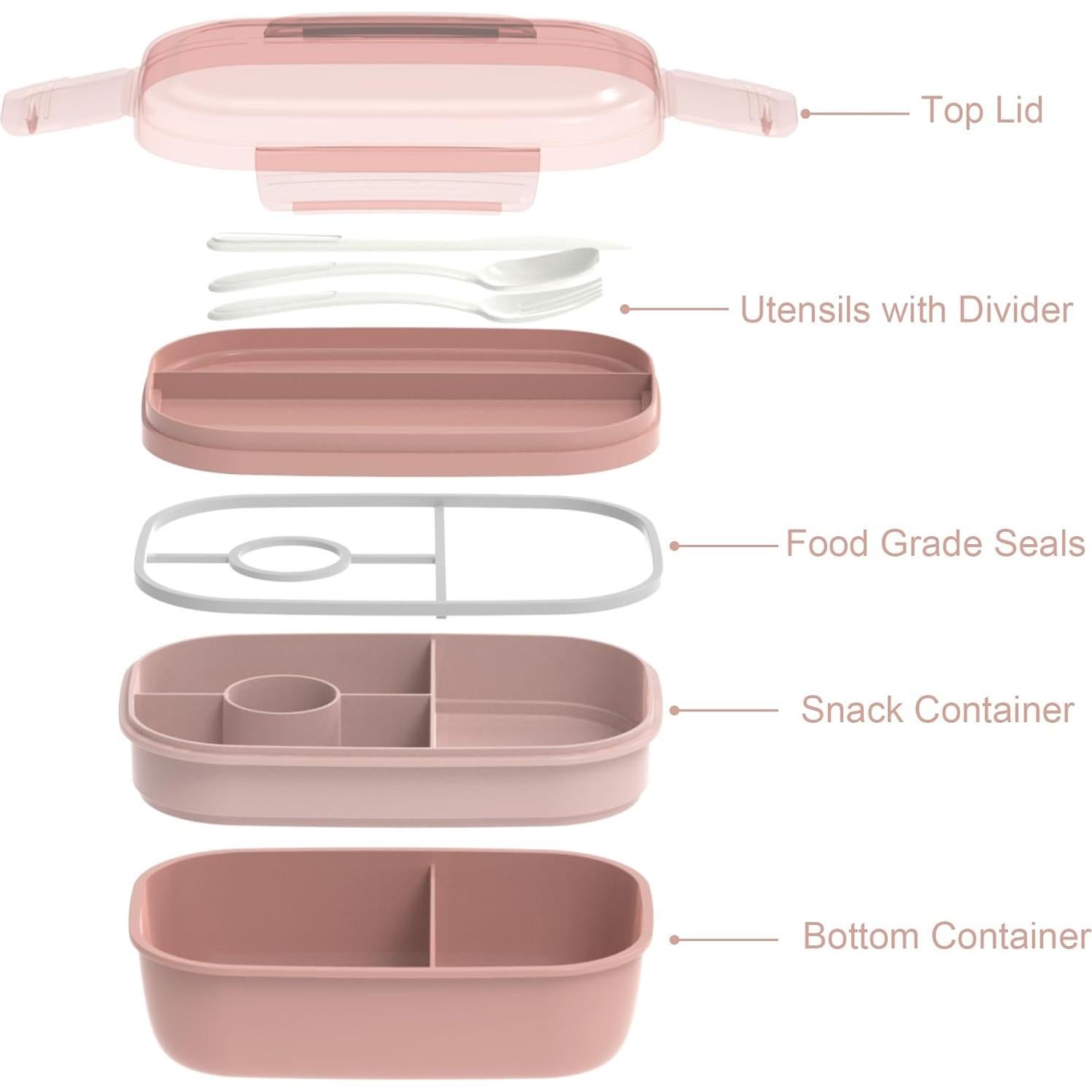Caja Bento JBGOYON Rosa 3 Compartimentos A Prueba de Fugas