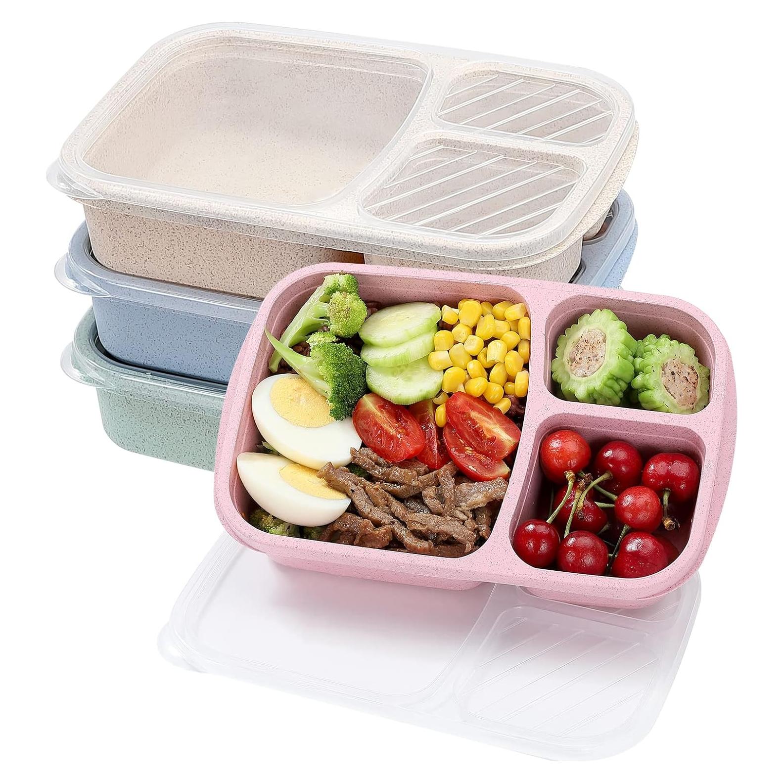 Juego de 4 cajas de almuerzo Bento Buluker 900ml 3 compartimentos