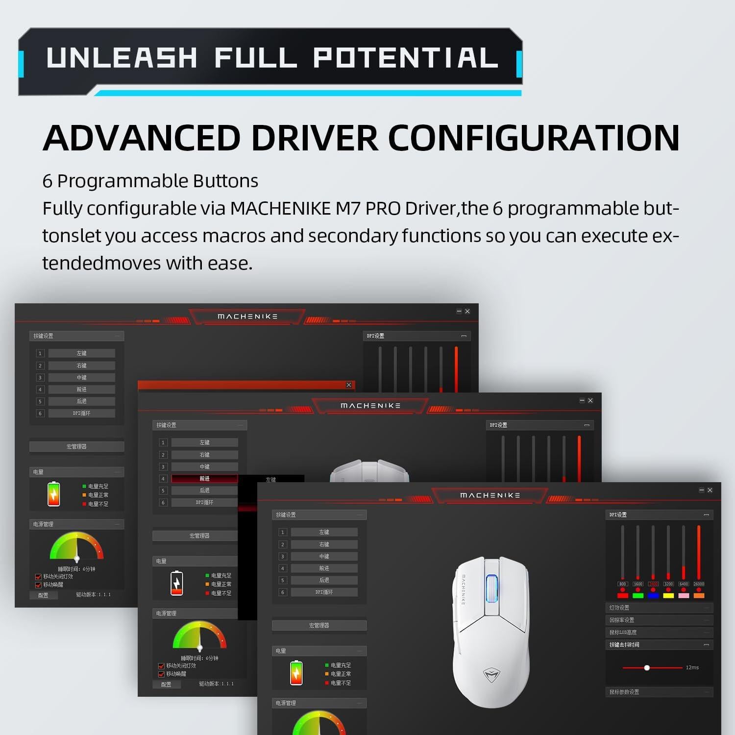 Ratón Inalámbrico para Juegos Machenike M7 Pro 26000 DPI RGB