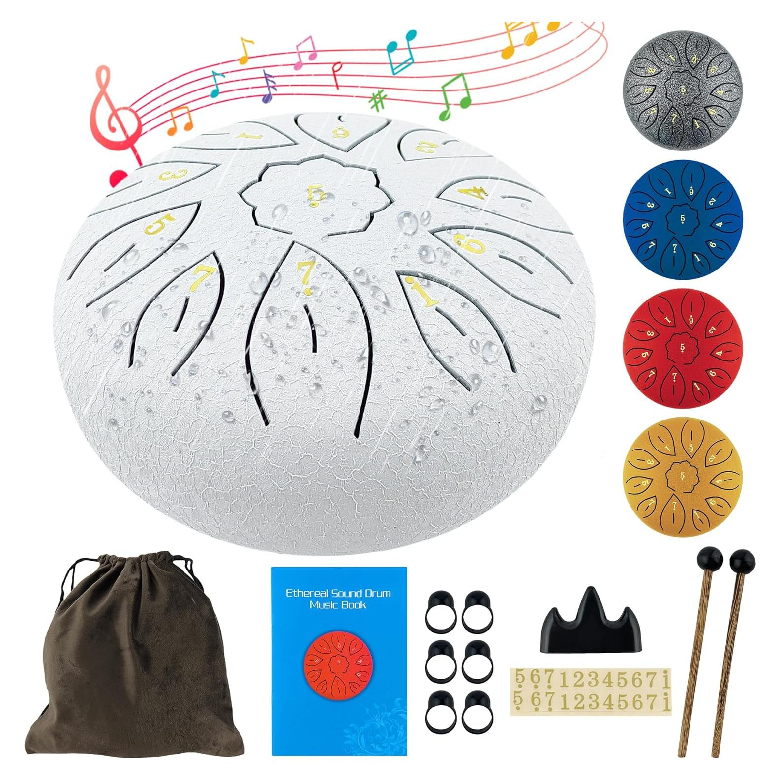 Tambor de Lluvia Oun Nana 15 cm 11 Notas Blanco con Accesorios