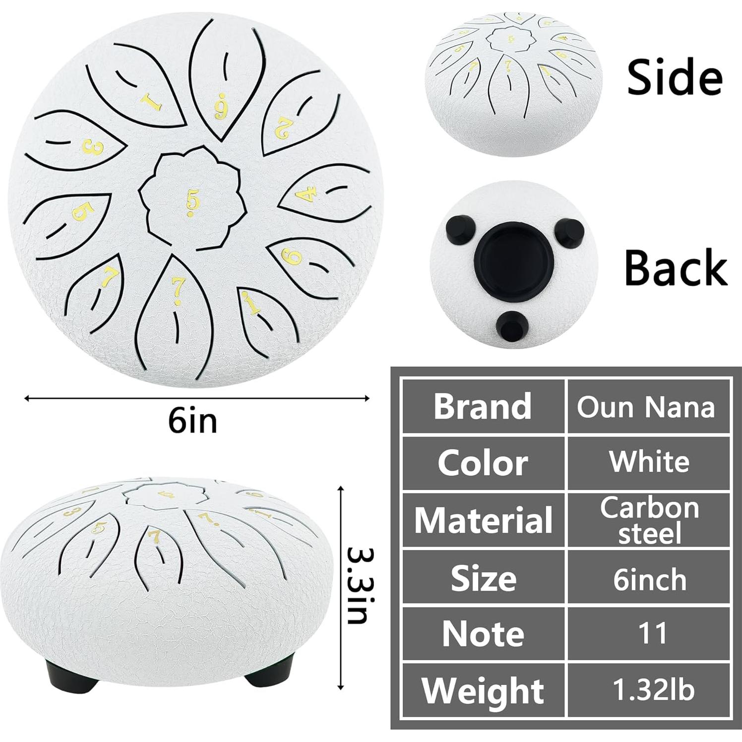 Tambor de Lluvia Oun Nana 15 cm 11 Notas Blanco con Accesorios