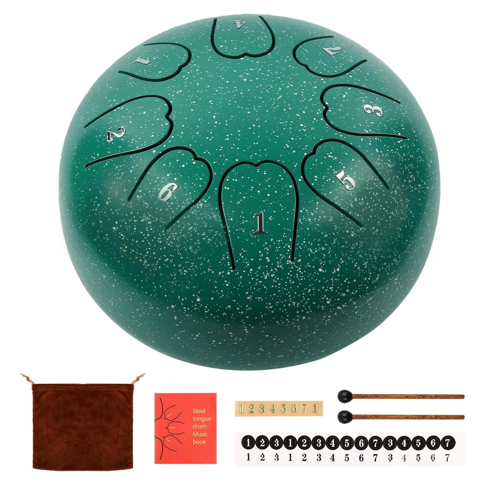 Tambor de Lluvia Weipoken 15 cm 8 Notas Verde con Mallets