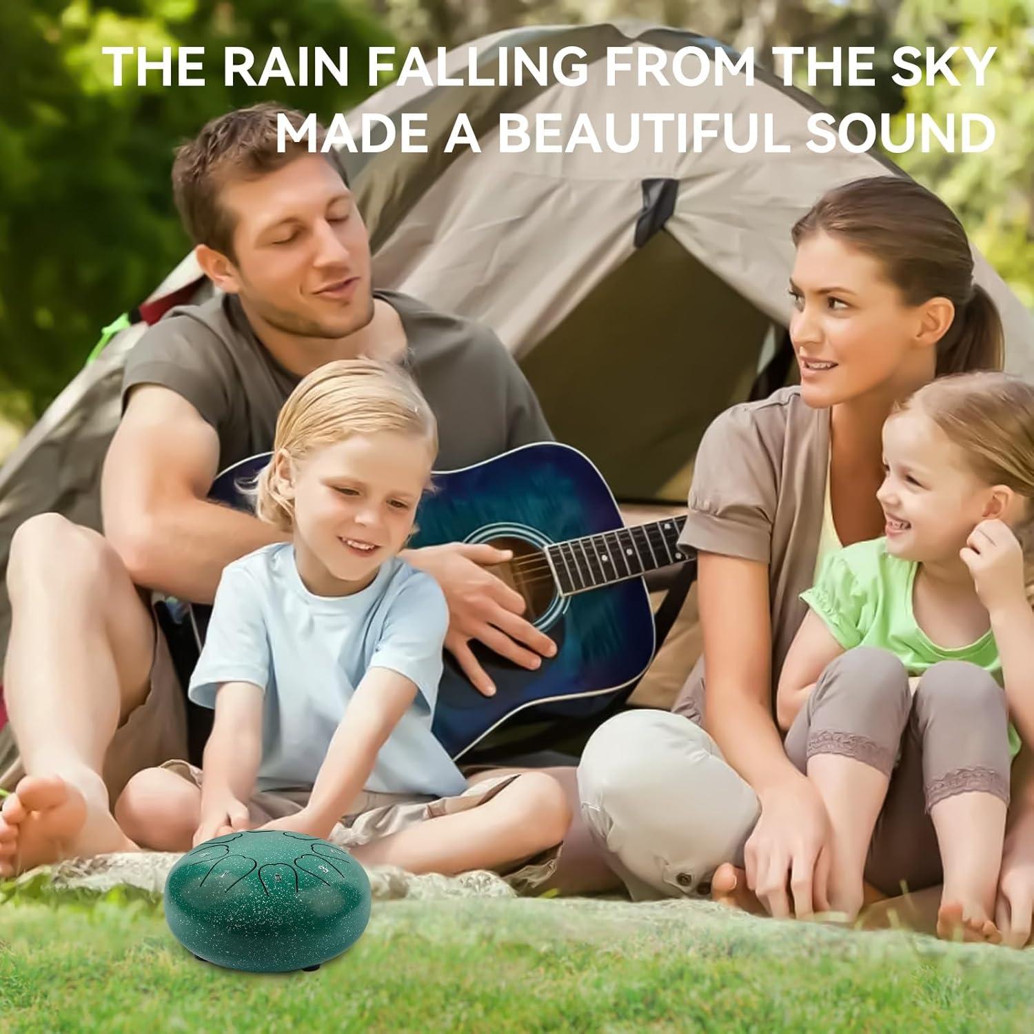 Tambor de Lluvia Weipoken 15 cm 8 Notas Verde con Mallets