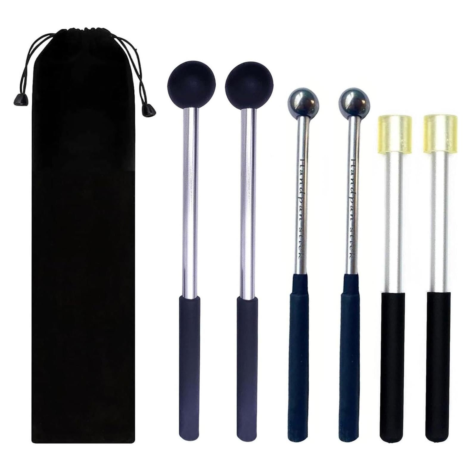 3 Pares de Mallets de Tambor de Acero con Bolsa - T01372