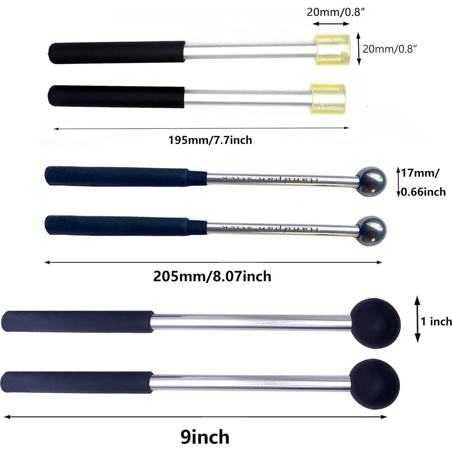 3 Pares de Mallets de Tambor de Acero con Bolsa - T01372