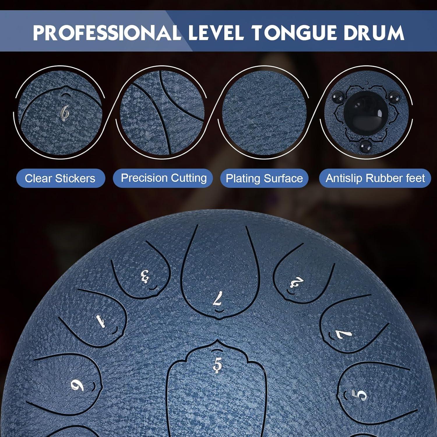 Tambor de Lengua de Acero 12" 13 Notas NBMICSO Azul Marino