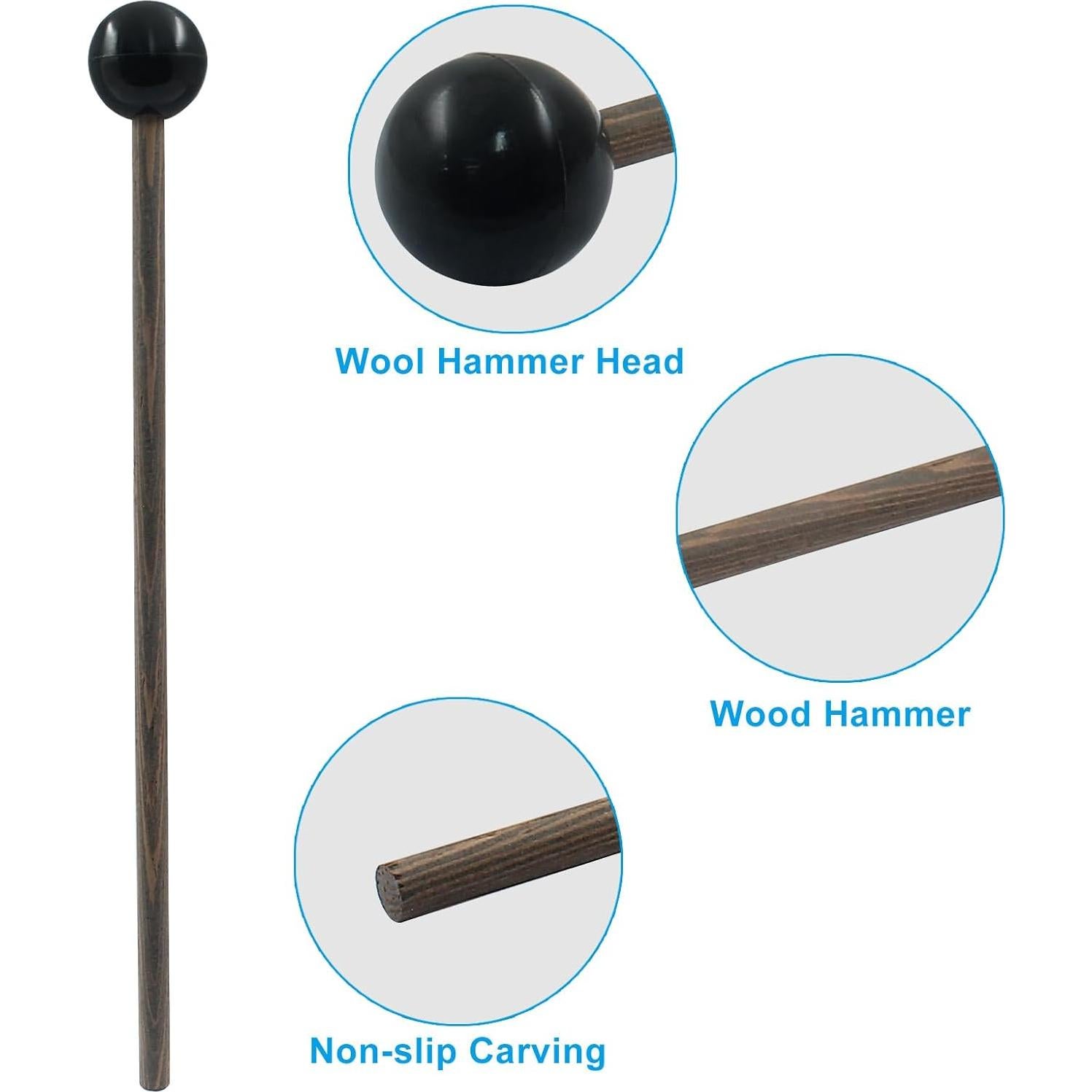 Mallet de Tambor de Lengua de Acero Waziaqoc 2 Pcs 17,19 cm