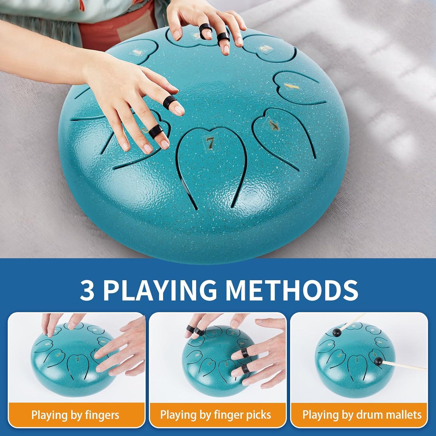 Tambor de Lluvia URBANVISTA 6" Malachite 8 Notas para Meditación