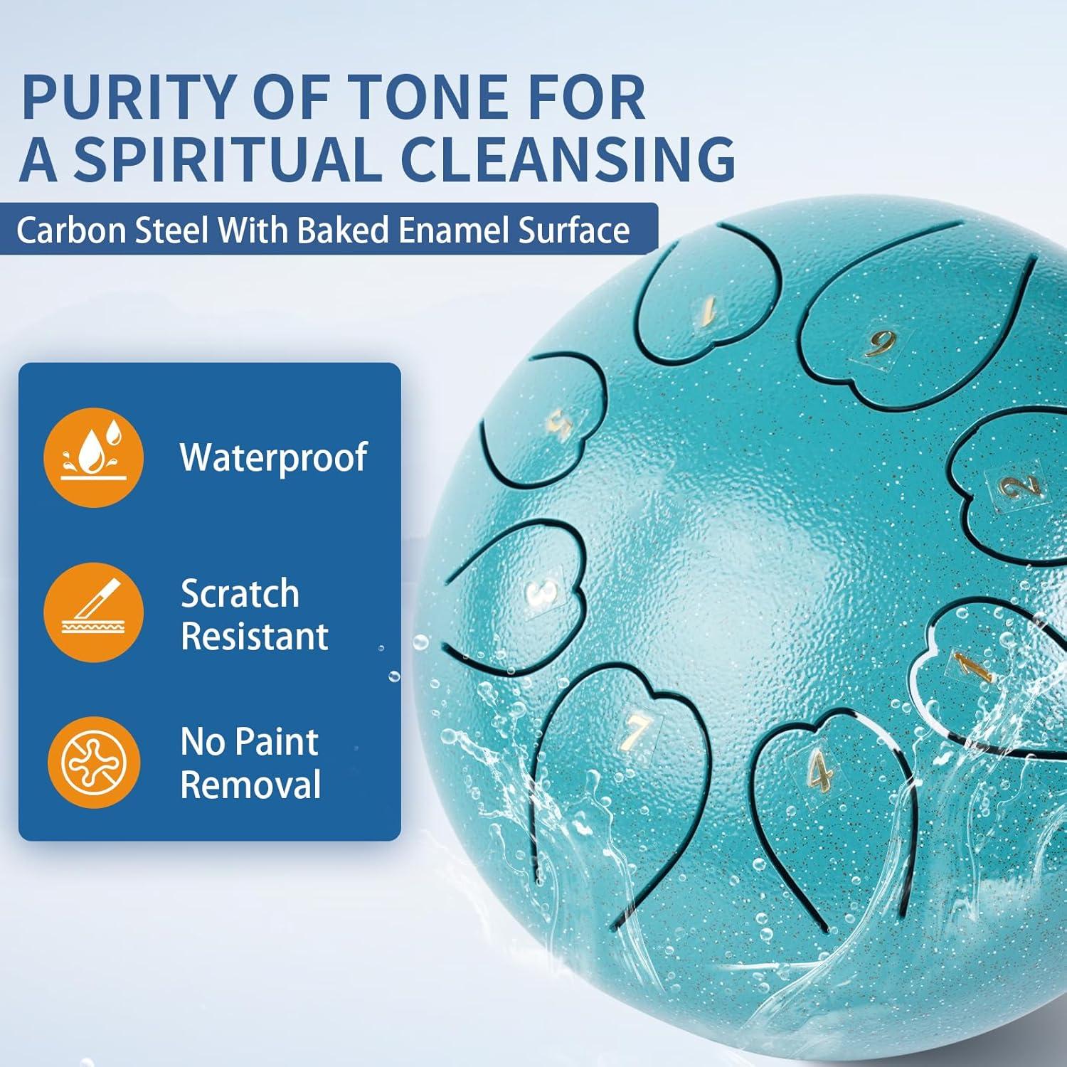 Tambor de Lluvia URBANVISTA 6" Malachite 8 Notas para Meditación