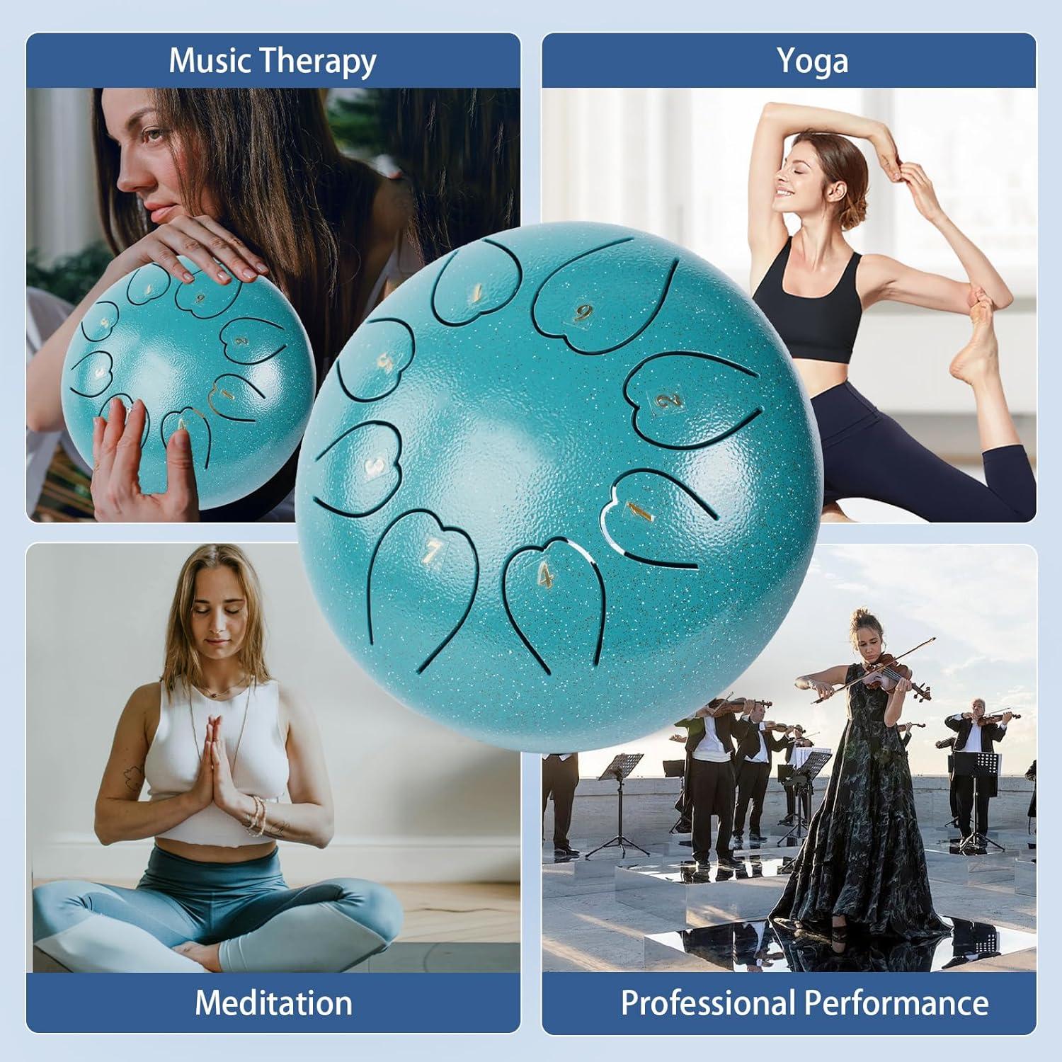 Tambor de Lluvia URBANVISTA 6" Malachite 8 Notas para Meditación