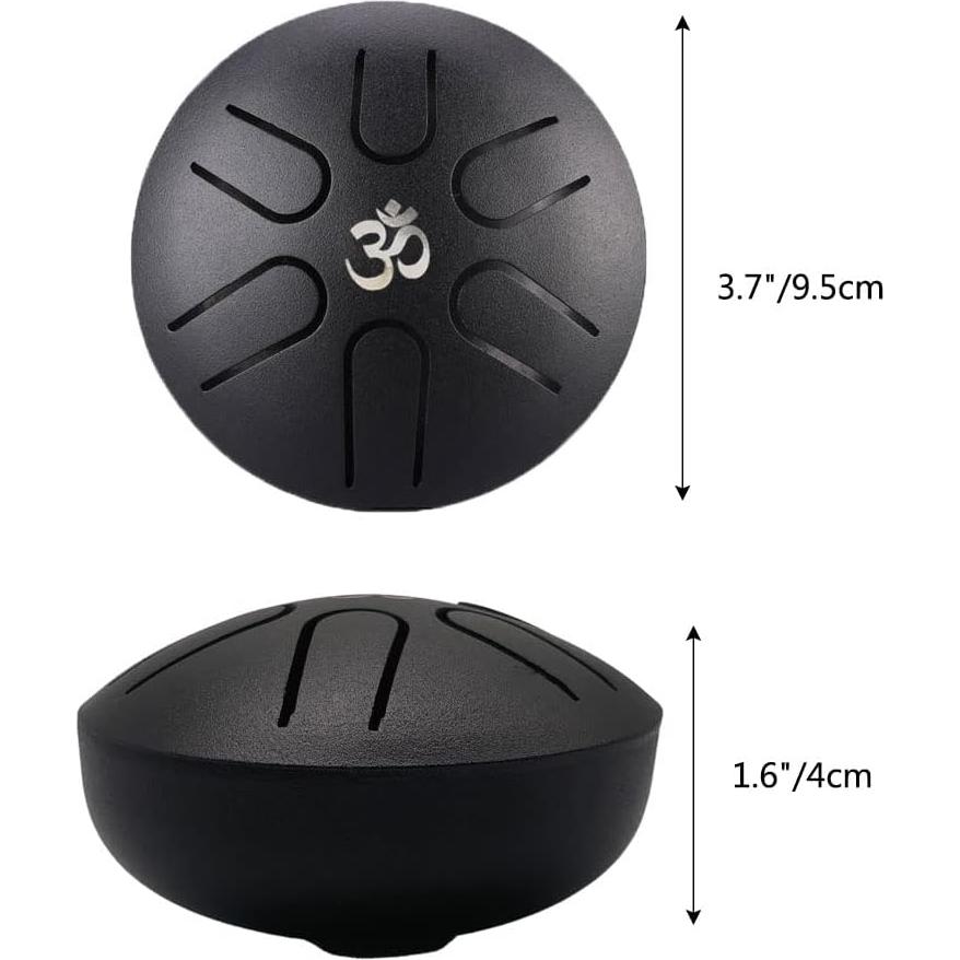 Tambor de Lengua de Acero Yahpetes 9.5 cm 6 Notas C Negro