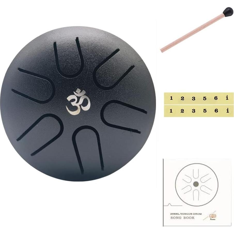 Tambor de Lengua de Acero Yahpetes 9.5 cm 6 Notas C Negro