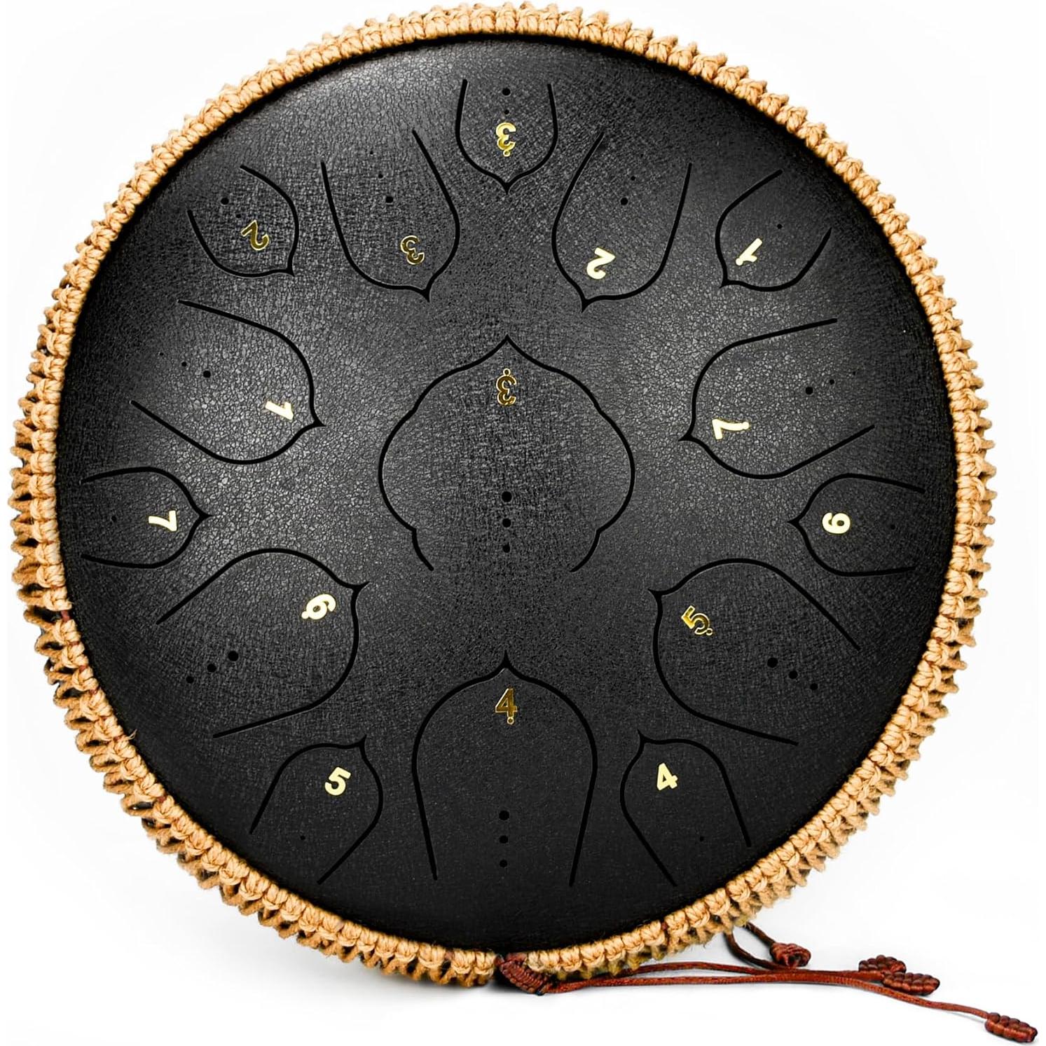 Tambor de Lengua de Acero Natraldrum 14" 15 Notas Re Negro