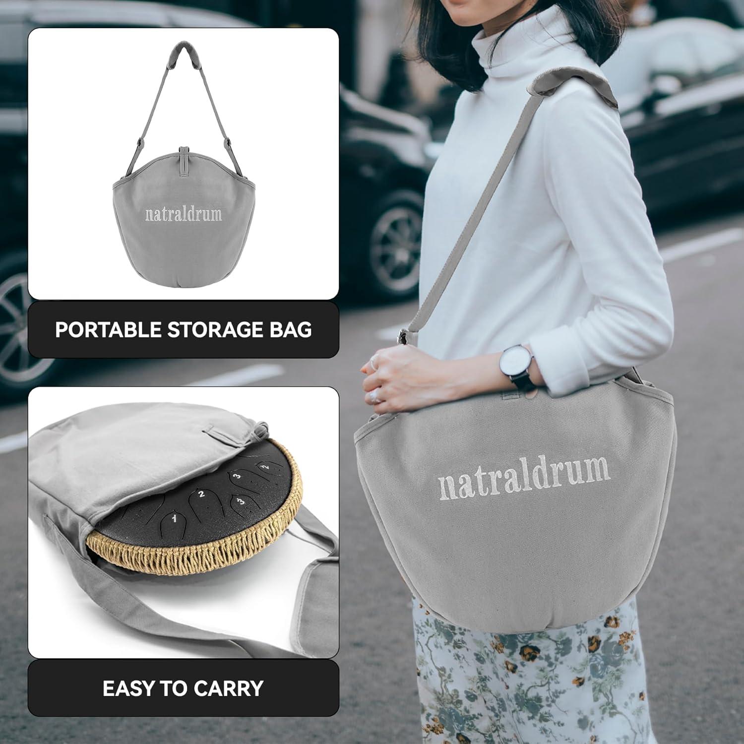 Tambor de Lengua de Acero Natraldrum 14" 15 Notas Re Negro