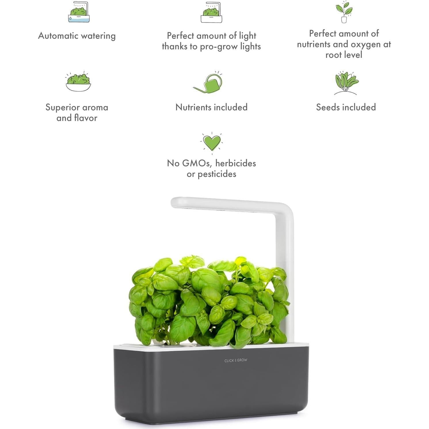 Kit Jardín Interior Click & Grow con Luz LED y 3 Cápsulas