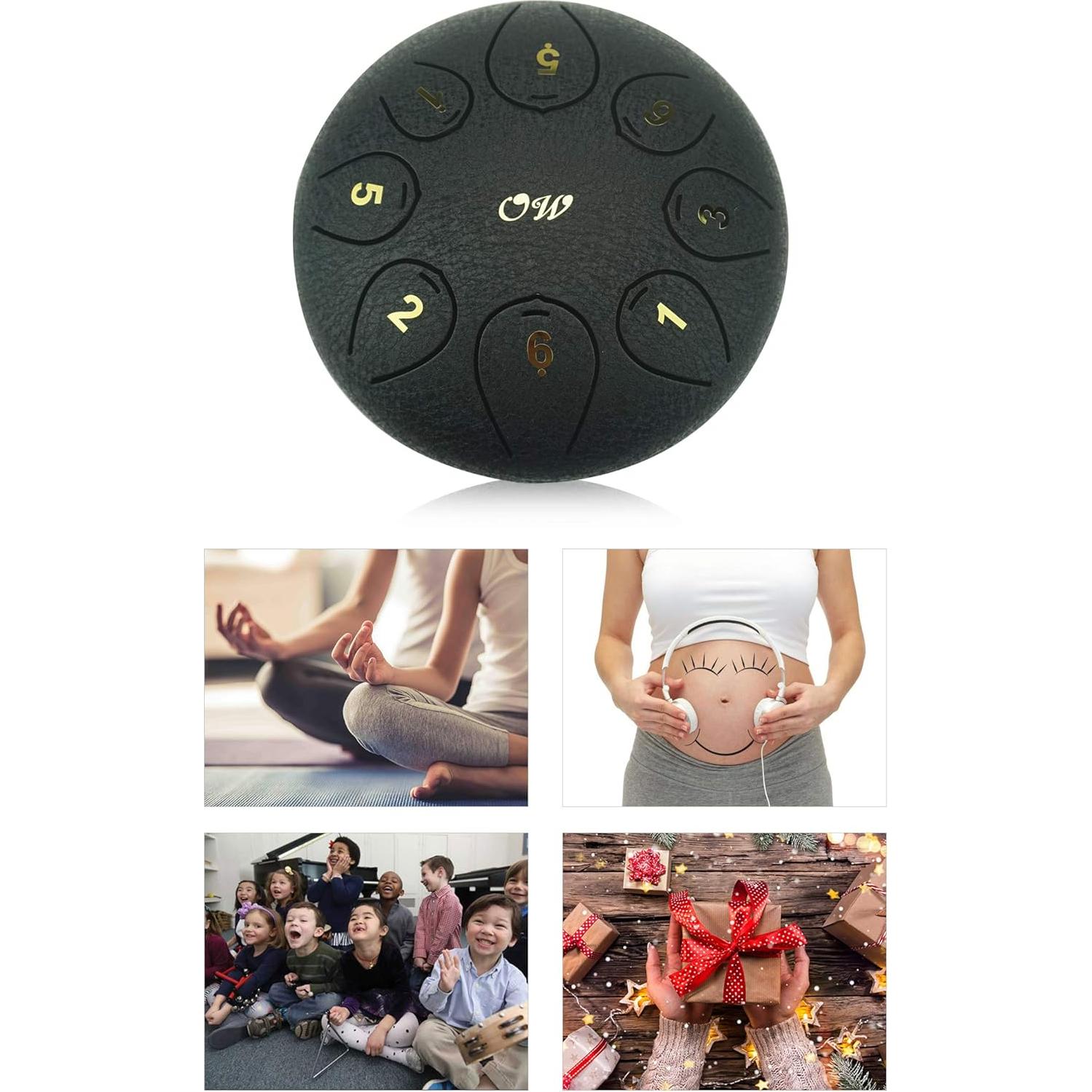 Tambor de Lengua de Acero OcarinaWind 15 cm C Mayor Negro