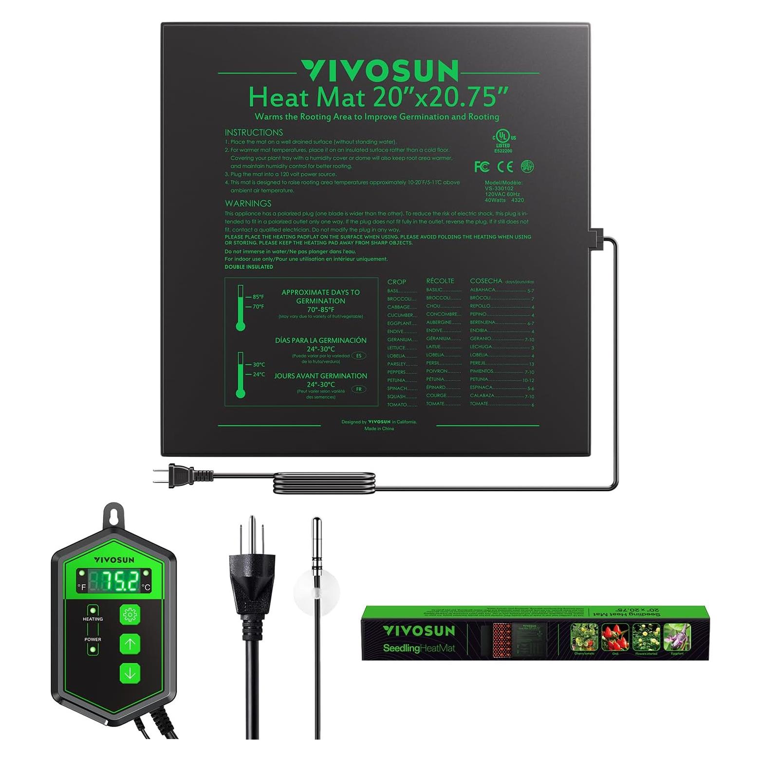 Alfombrilla Térmica VIVOSUN 51x53 cm para Germinación