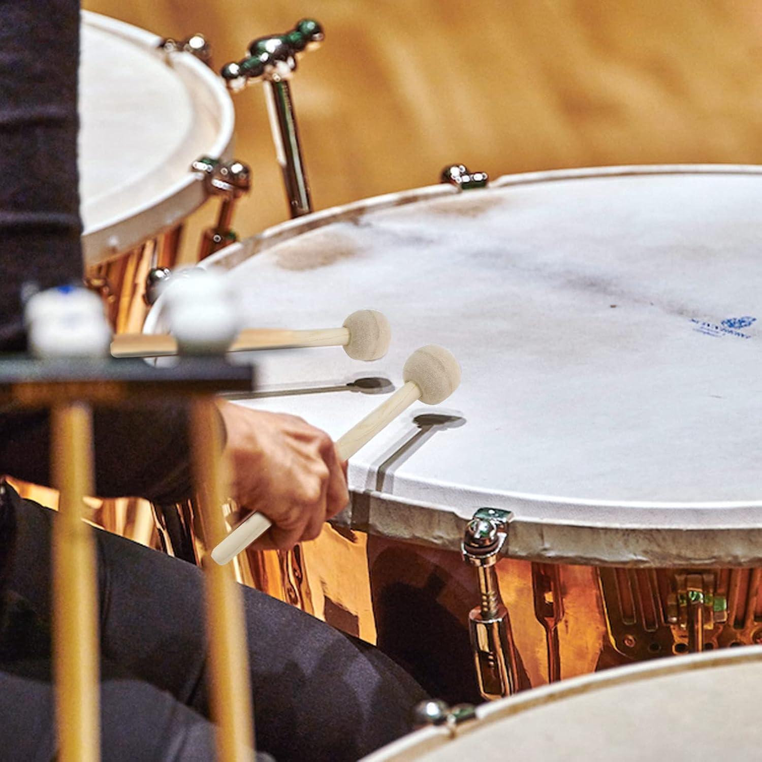 Biaungdo 2 Mallets de Tambor Fieltro 33 cm Beige