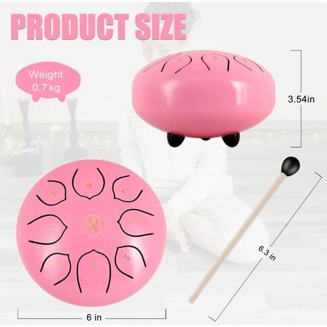 Tambor de Lengua de Acero RANMING 15 cm Rosa 8 Notas