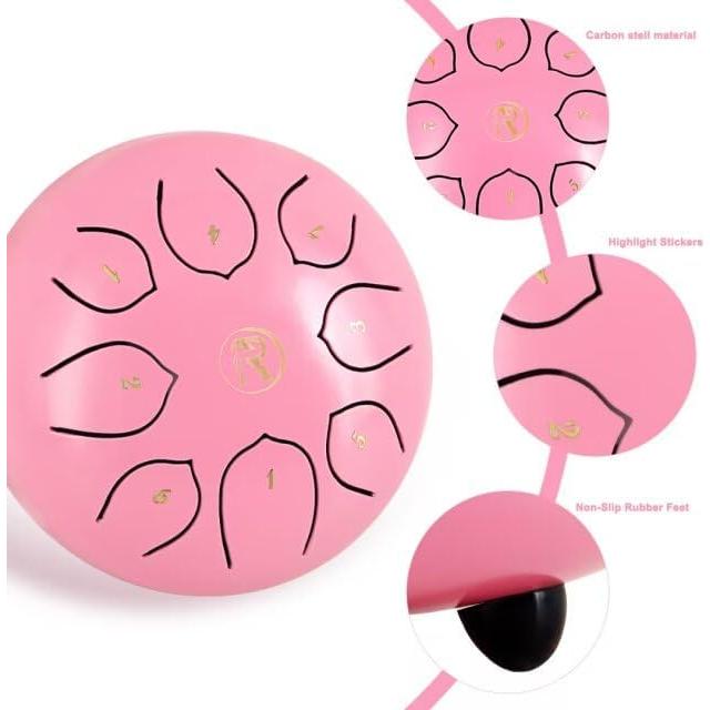 Tambor de Lengua de Acero RANMING 15 cm Rosa 8 Notas