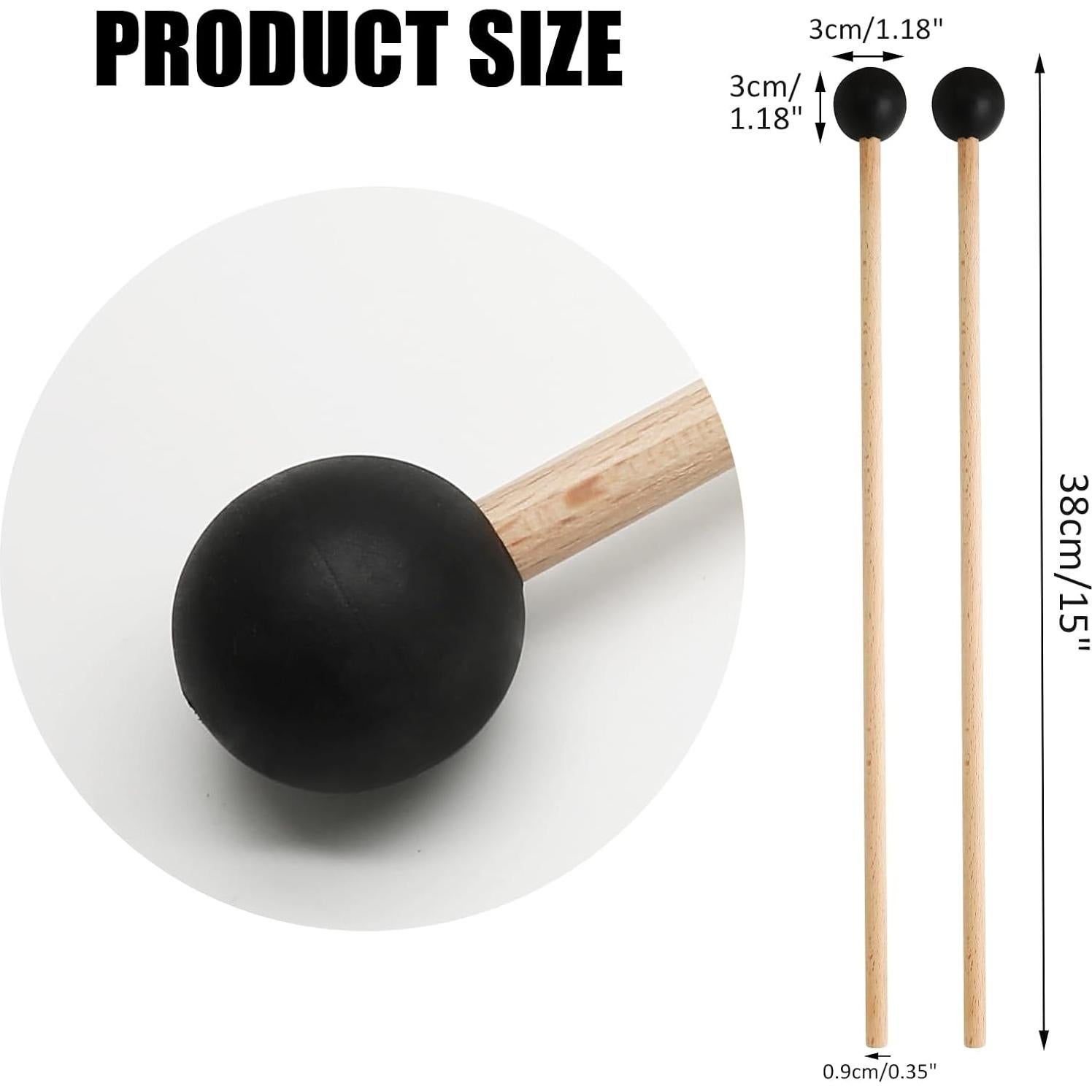 Mallets de Glockenspiel Biaungdo 2 Piezas 38 cm Goma