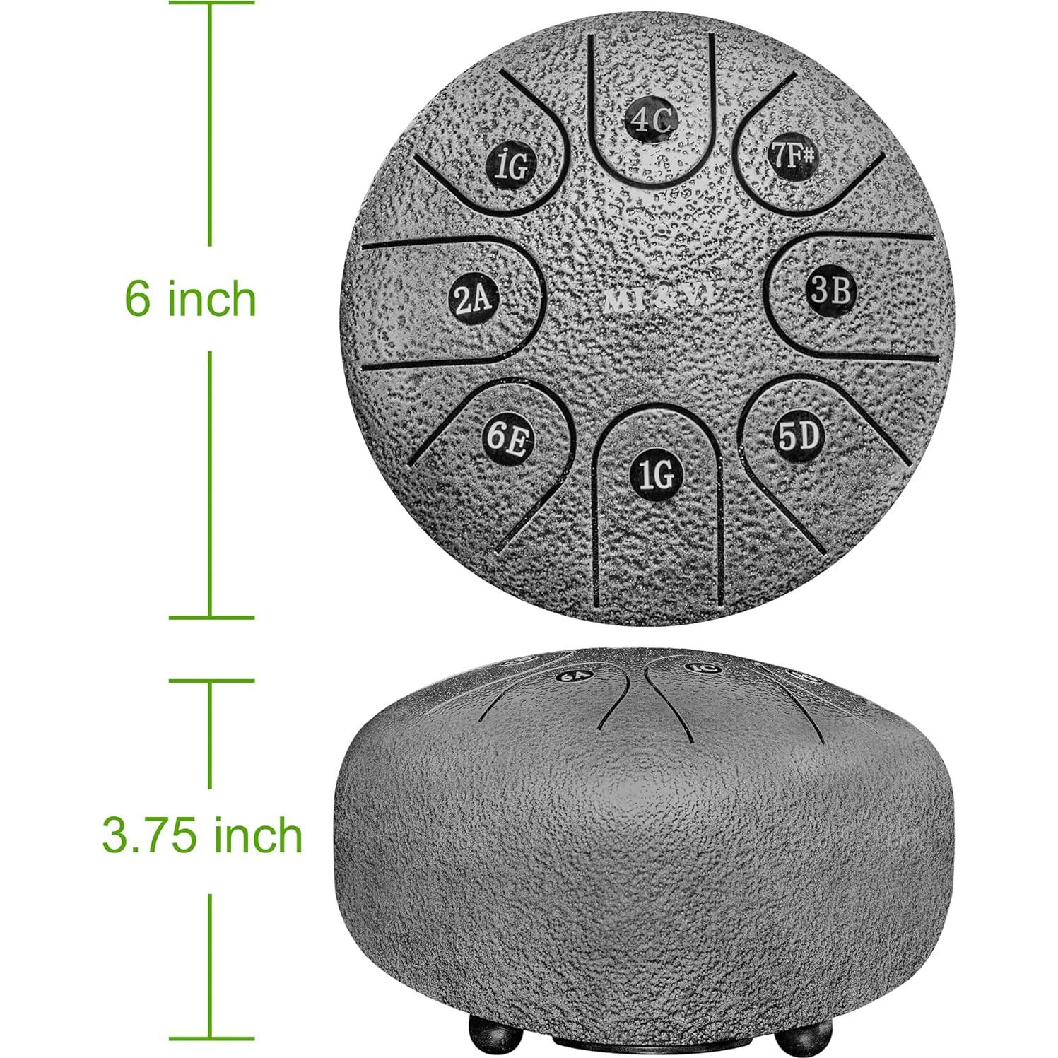 Tambor de Lengua de Acero MI&VI Ocean Rain 15 cm Plata Negro