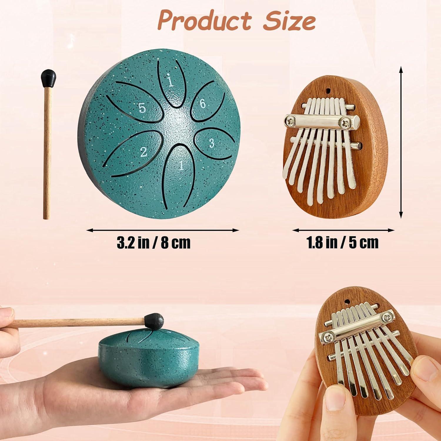 Set Mini Instrumentos Musicales Jongdari Kalimba y Tambor Verde