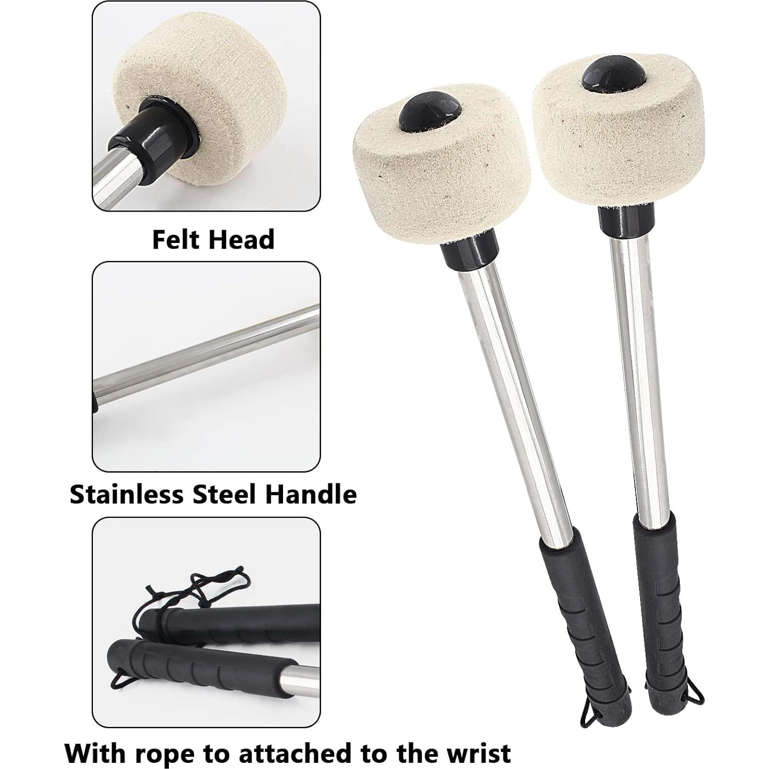 Mazos de Tambor de Bajo Kyu - 2 Piezas, 31 cm, Fieltro