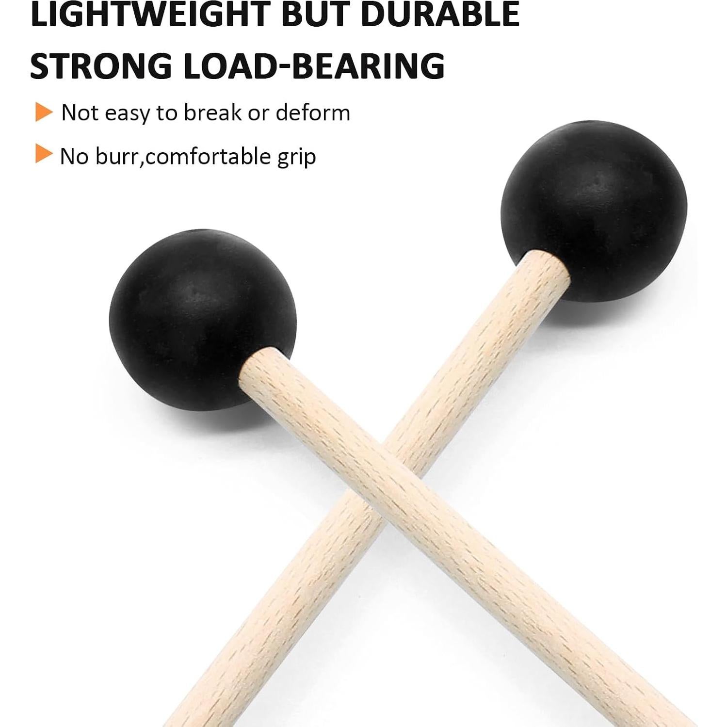 Martillos de Percusión 2 Piezas Goma Madera 39 cm Negro