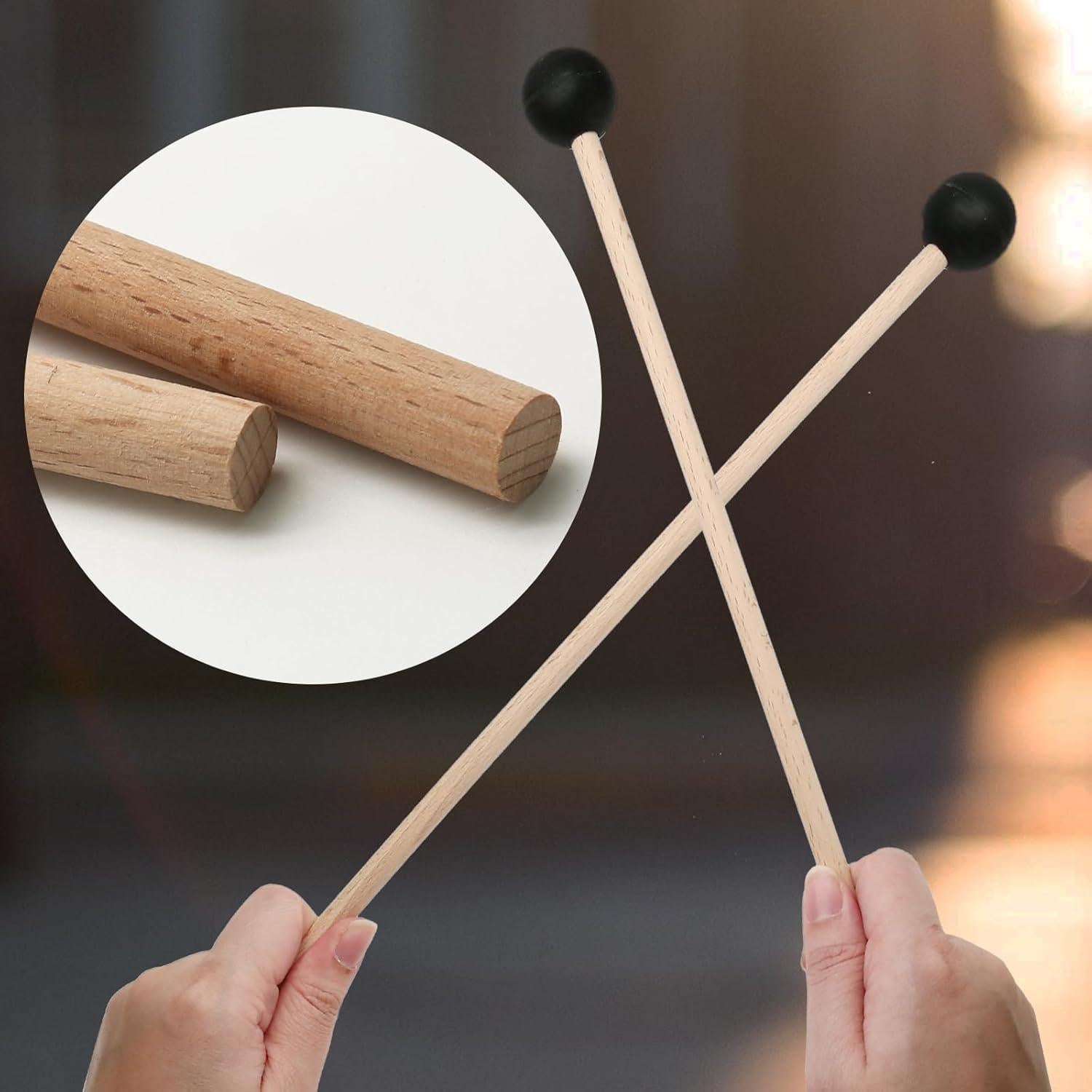 Martillos de Percusión 2 Piezas Goma Madera 39 cm Negro