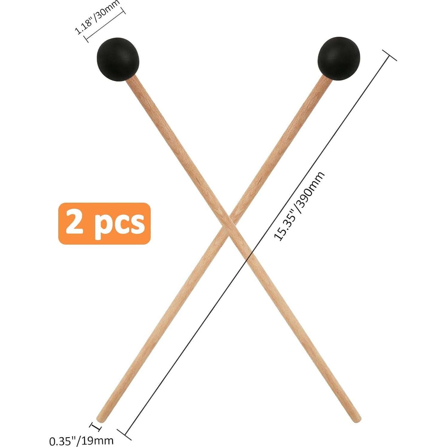 Martillos de Percusión 2 Piezas Goma Madera 39 cm Negro