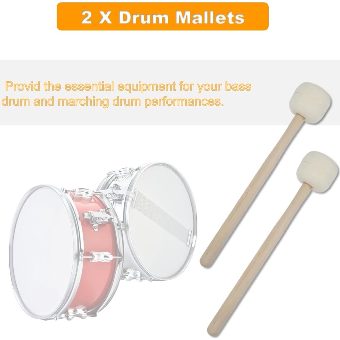 Par de Mallets de Tambor Beige Cheerock 35 cm Fieltro de Lana