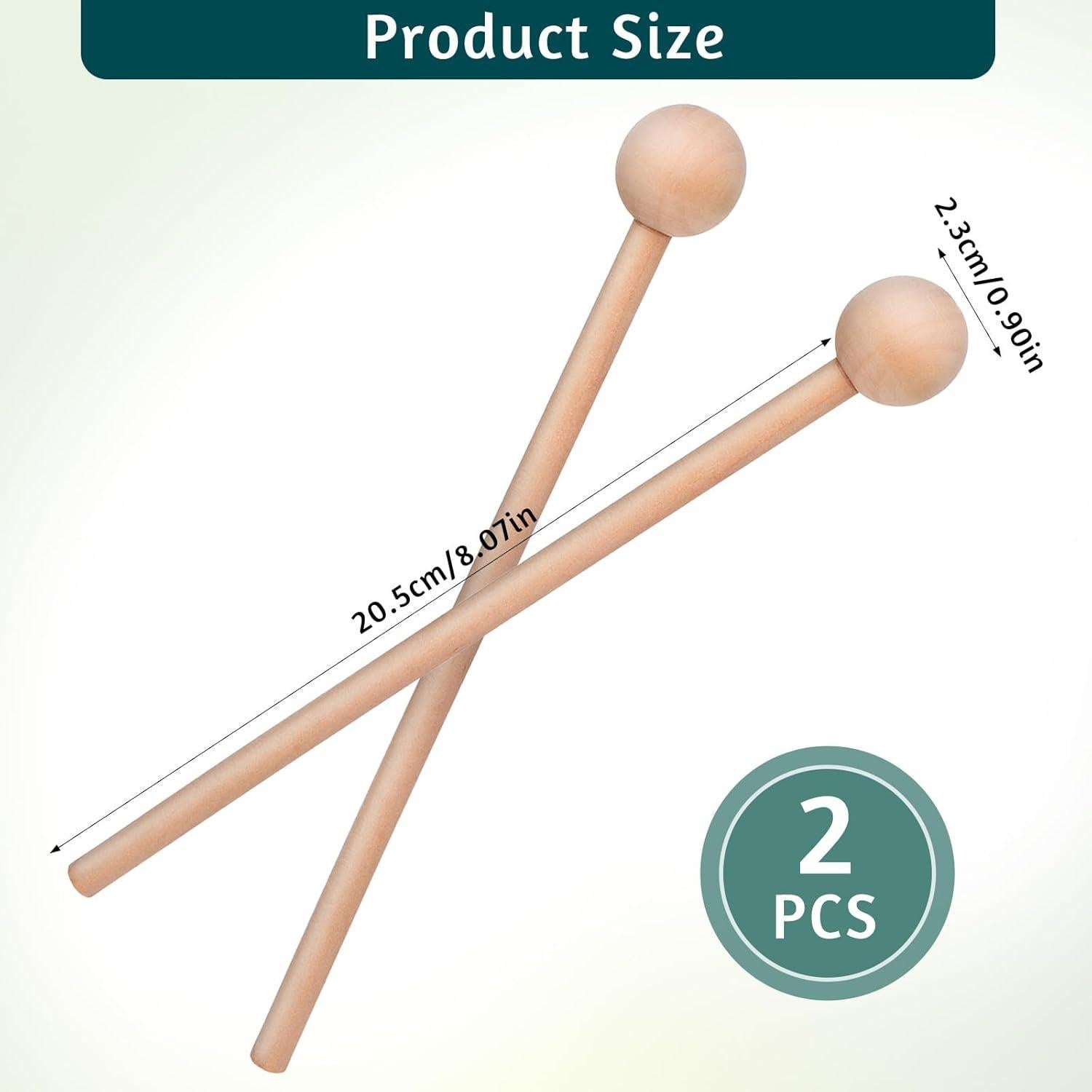 2 Palos de Percusión de Madera 20.5cm para Niños