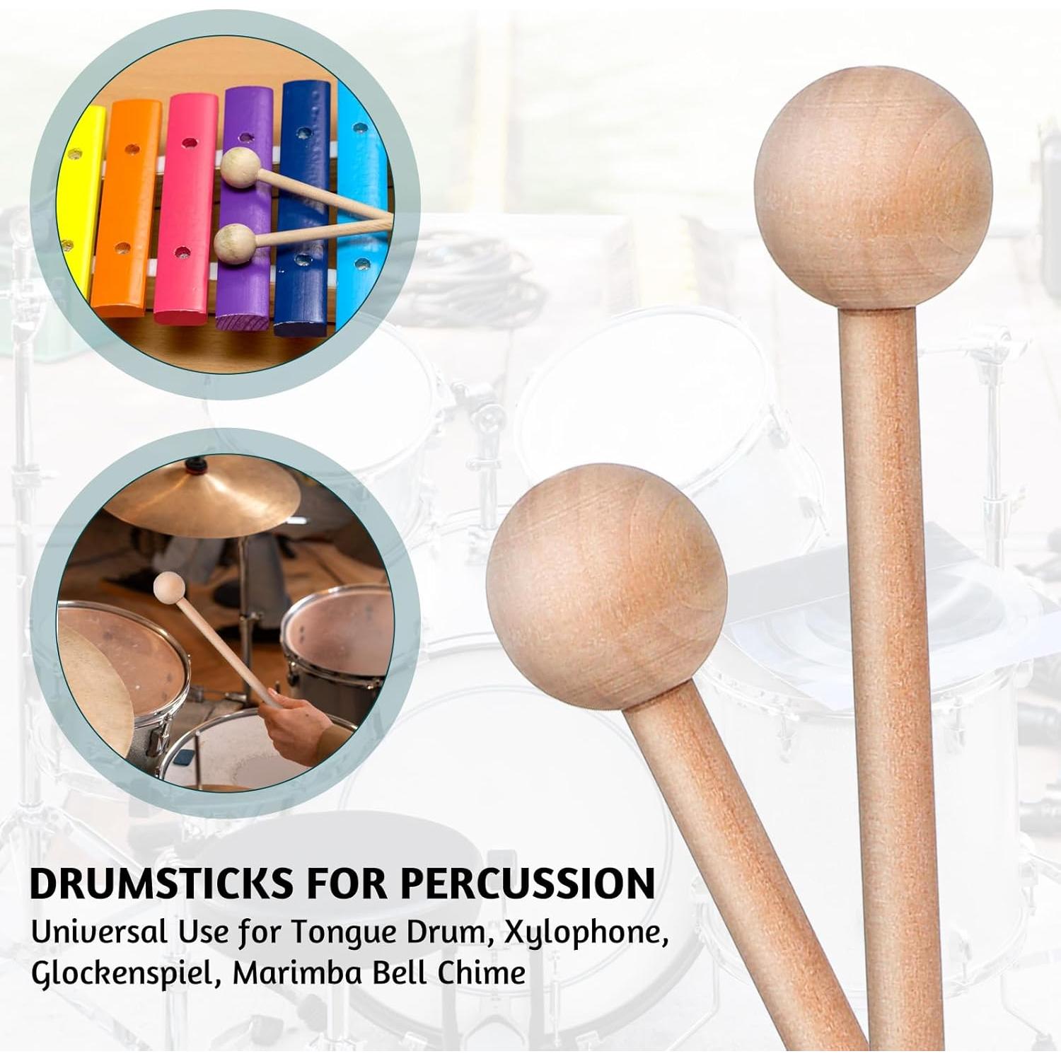 2 Palos de Percusión de Madera 20.5cm para Niños