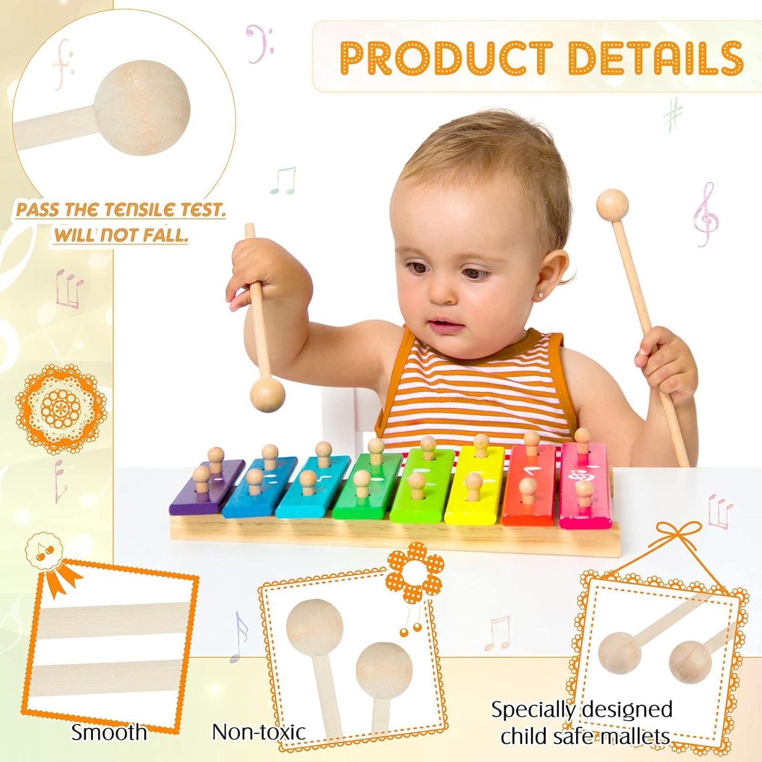 20 Martillos de Madera para Xilófono 21 cm - Baquetas Musicales