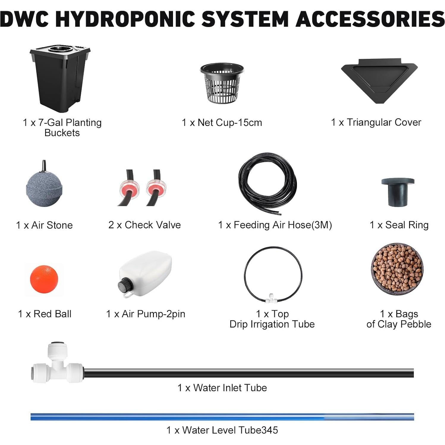 Sistema Hidropónico DWC YIFOR 7 Galones con Goteo Superior