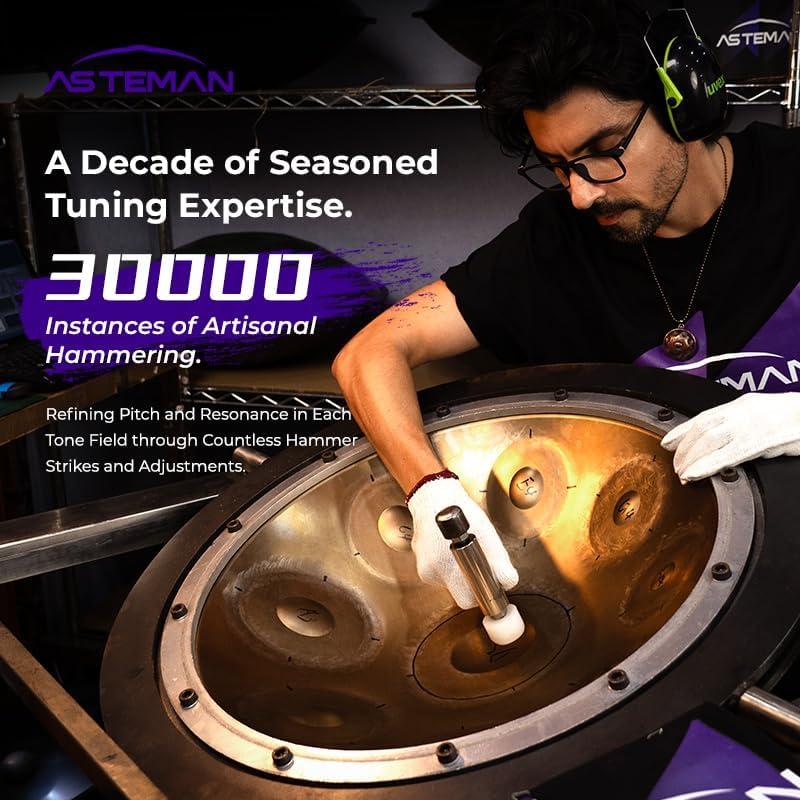 Handpan Mini ASTEMAN 18" 9 Notas G menor 432Hz Dorado