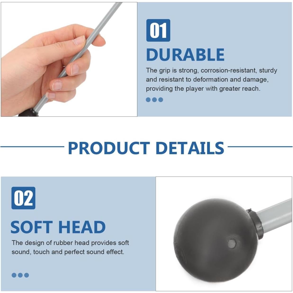 Mallets de Marimba Mikinona 2 Piezas Goma Suave 33cm