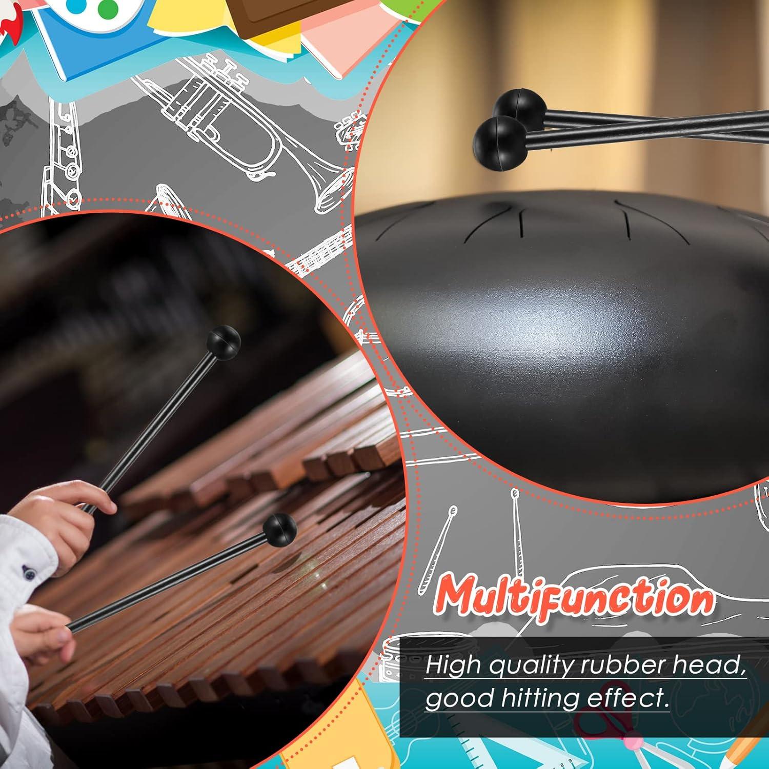 12 Mallets de Percusión de Madera con Cabeza de Goma 21.5 cm