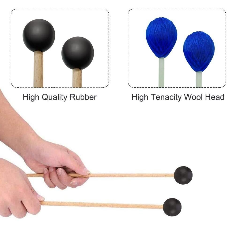 2 Pares de Mallets de Marimba YZNlife Hilo Duro y Caucho