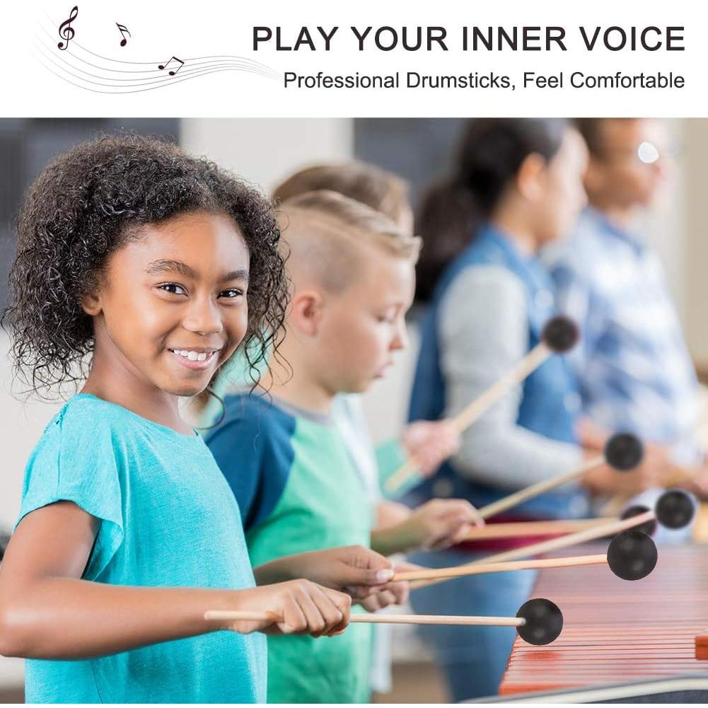 2 Pares de Mallets de Marimba YZNlife Hilo Duro y Caucho